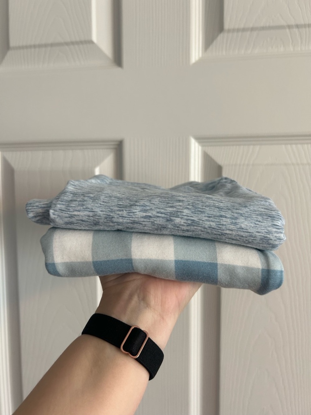 Kids Blue Plaid & Heathered Knit Clothing Set - Brand Not Visible